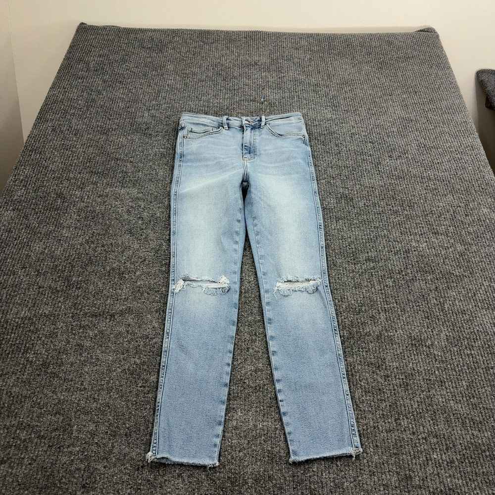 Free People Jeans Women 29 Blue Cotton Blend Distressed Raw Hem High Rise